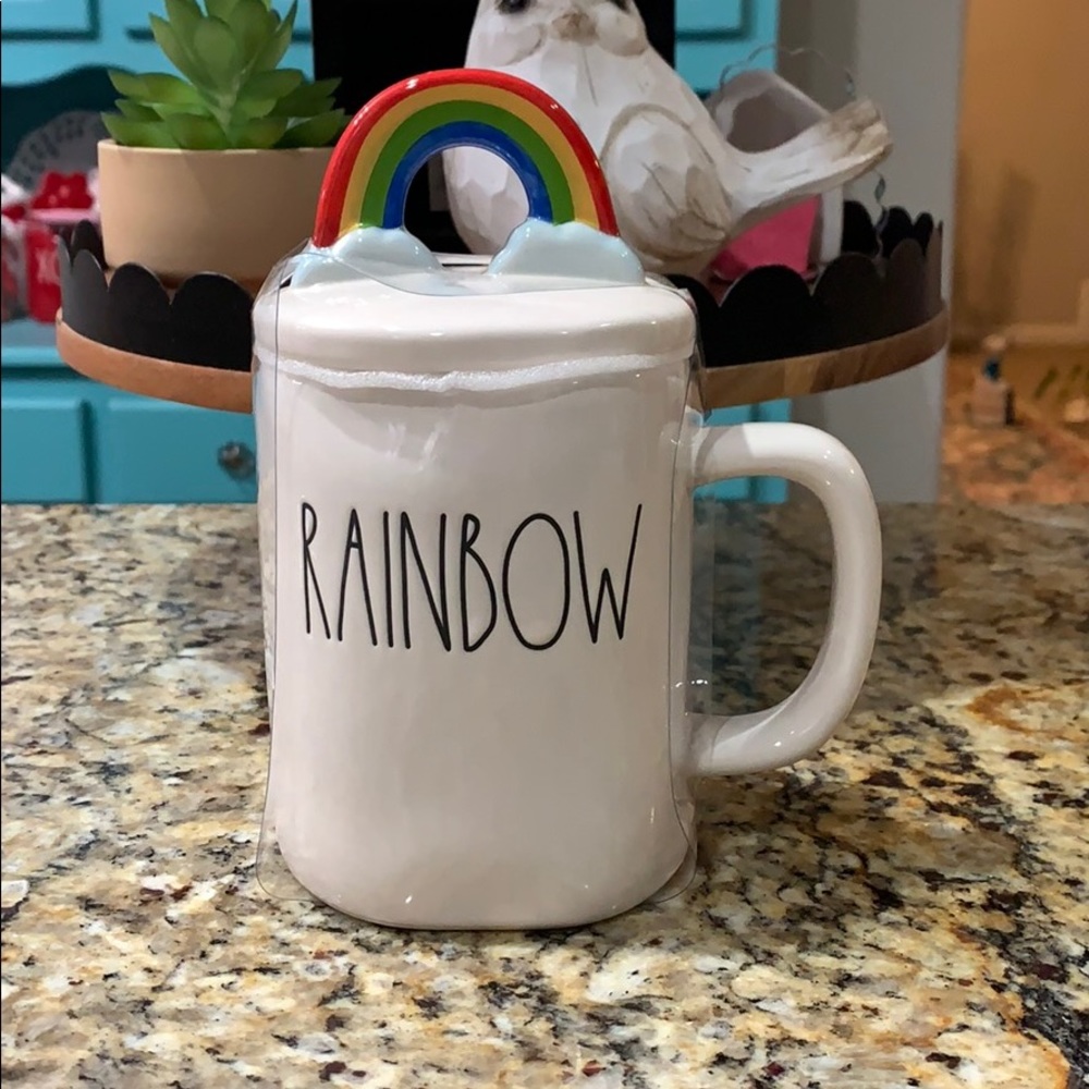 Rae Dunn NEW Rainbow topper Mug
